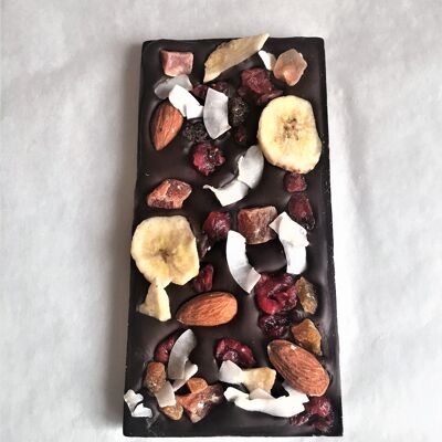 Fruit & Nuts Loaded Organic Grand Cru Dark Chocolate Bar 100g Madagscar 100%