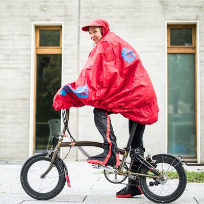 FULAP, Protection pluie poncho cape vélo recyclé, Rouge/bleu