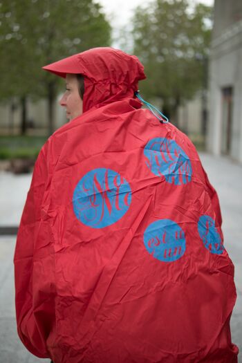 FULAP, Protection pluie poncho cape vélo recyclé, Rouge/bleu 2