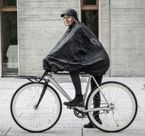 FULAP, Protection pluie poncho cape vélo recyclé,, Noir