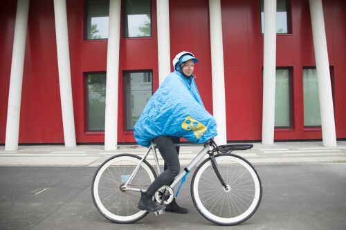 FULAP, Protection pluie poncho vélo recyclé, Bleu/Orange