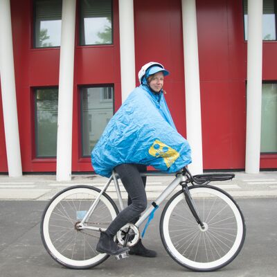 FULAP, Protection pluie poncho vélo recyclé, Blu/Arancione