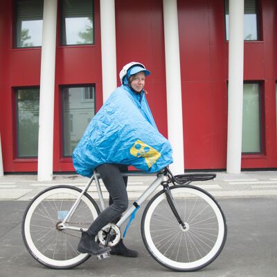 FULAP, Protection Pluie Poncho Vélo Recyclé, Blau/Orange