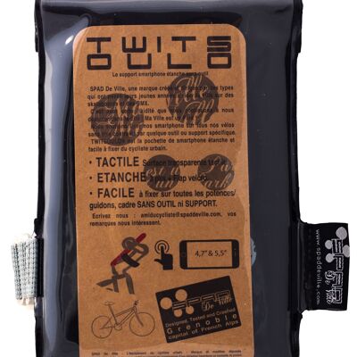 TWITSOULO, bolsillo para teléfono inteligente étanche vélo recyclée, Noir