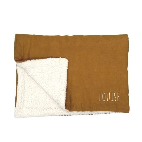 Couverture de naissance personnalisée coton et sherpa terracotta prénom