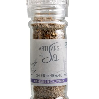 Molinillo de sal fina de Guérande con hierbas para pescado - 80gr