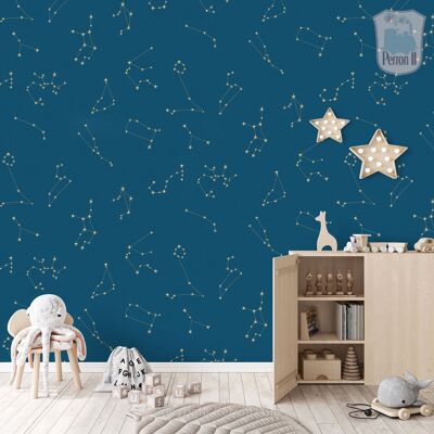 Starry sky wallpaper with constellations in various colors