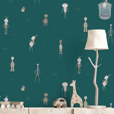 Papel pintado infantil con divertidos extraterrestres