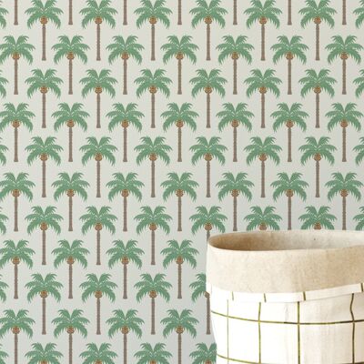 Patterned wallpaper of palm trees with various background colors
