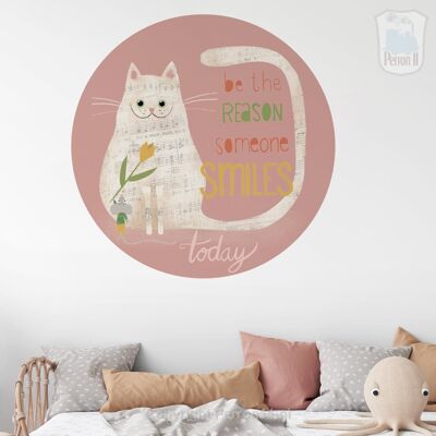 Wall circle Cat and Mouse with hand lettered quote