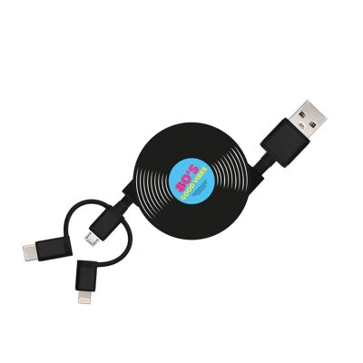 Câble de chargeur universel 3 en 1 - Iphone Lightning / USB Type-C / Micro-USB - Vinyle
