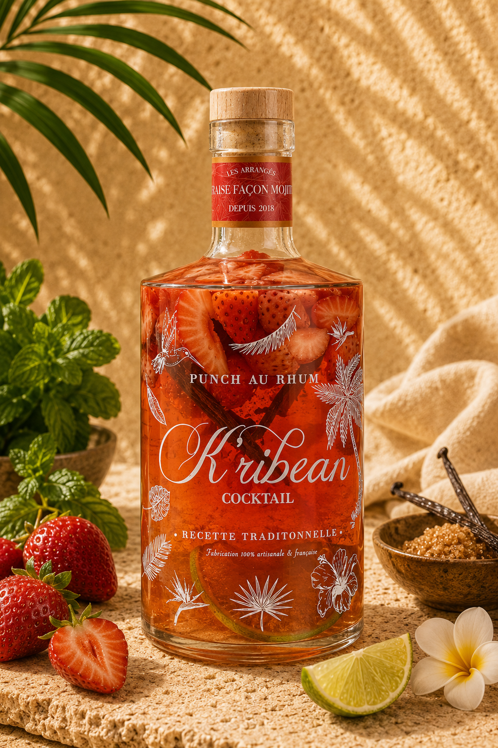 K'RIBEAN COCKTAIL – mit Erdbeeren angereicherter Rum im Mojito-Stil
