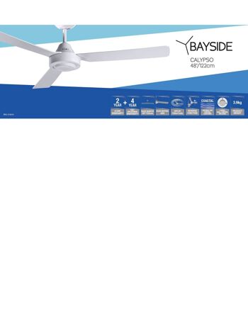 BAYSIDE - Ventilateur de plafond Calypso sans lumière, blanc 4