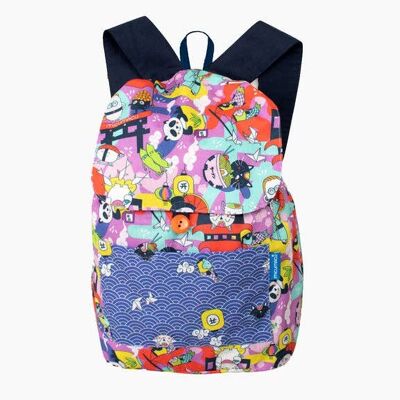 Mochila con solapa Japan lovers lila - Grande