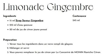 Sirop Saveur Gingembre pour cocktails ou boissons rafraîchissantes - Arômes naturels - 25cl 2