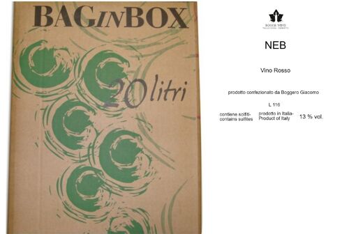 Vino Rosso "Neb" Nebbiolo Bag in box 20 L