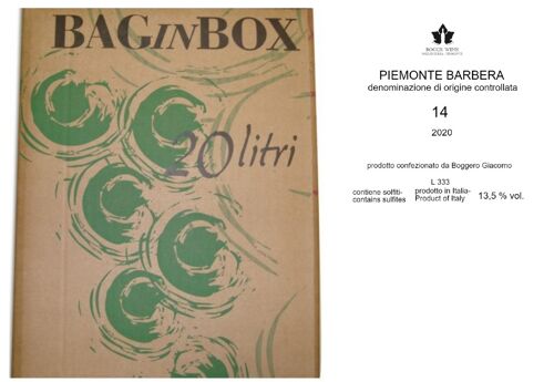 Piemonte Barbera "14" Bag in box 20 L