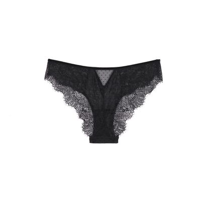 Plumetti and lace hipster briefs-BLACK (1-3-2; S-M-L)