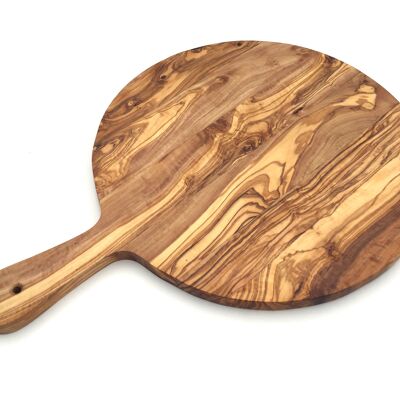Serving board with handle Ø 32 cm L. 44 cm Olive wood pizza board