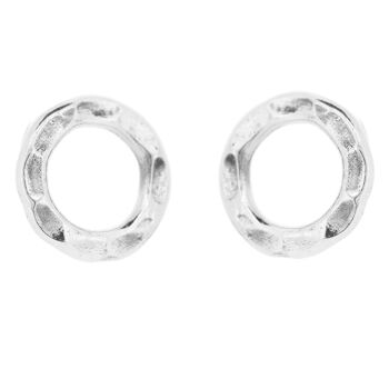 Boucles d'oreilles circulaires martelées en argent sterling et boîte de présentation 1