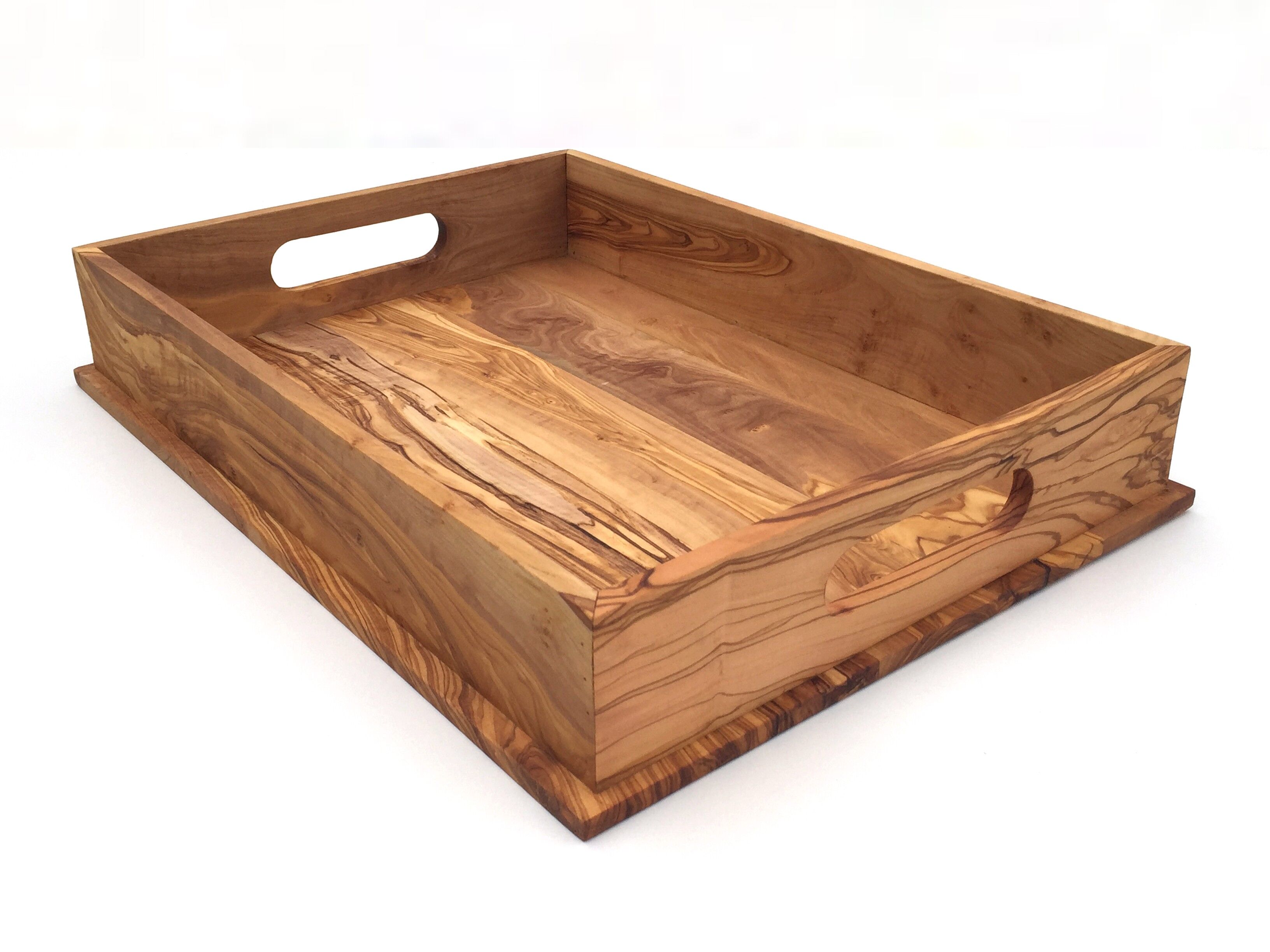 Serving tray with 2 handles rectangular Olive wood tray