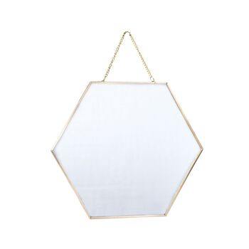 Grand miroir hexagonal doré