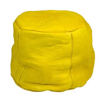 Pouf en cuir non rempli jaune (grand)