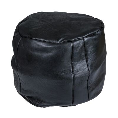 Pouf de cuero negro sin relleno (alto)