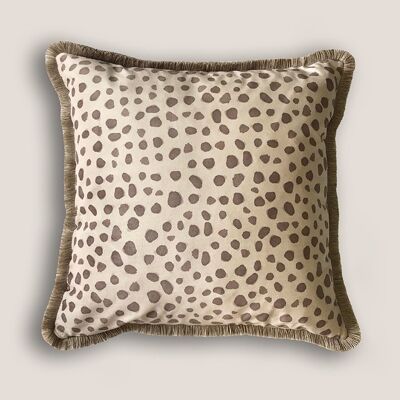 Coussin Little Antics Pebble Velvet - naturel & pierre foncée