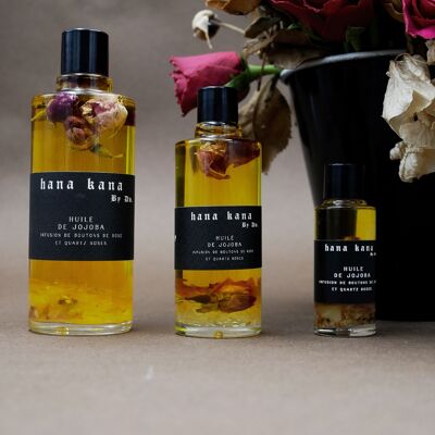 jojoba oil infused with rosebuds and rose quartz - face body massage oil - face yoga