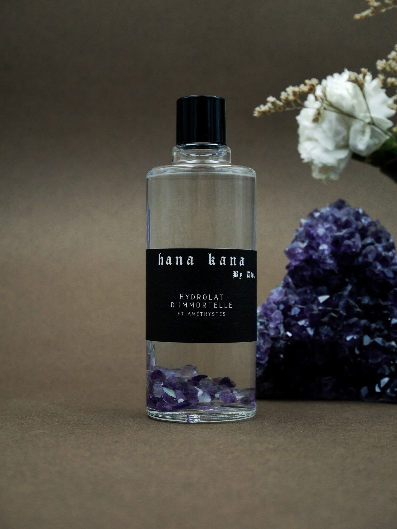 hydrolat d'immortelle du conflent infusé d'améthystes - lotion florale élixir