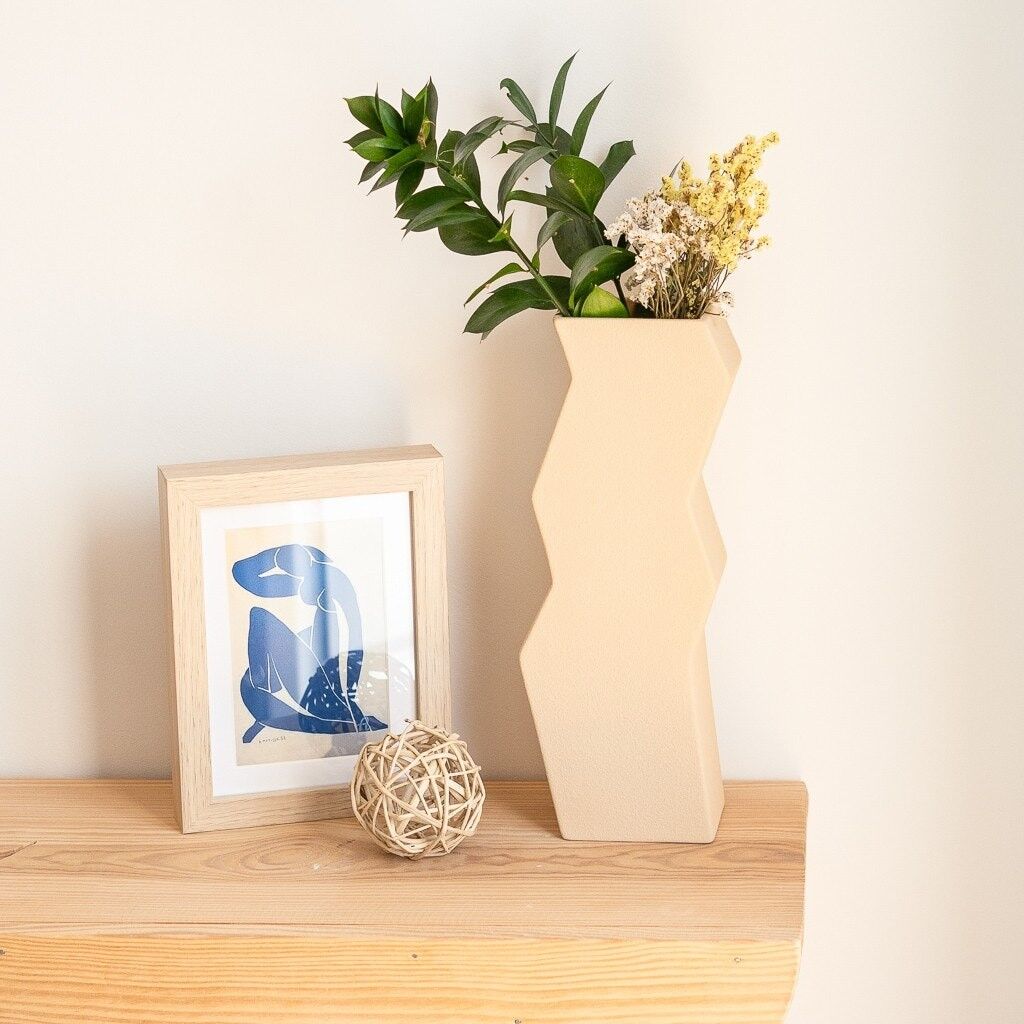 Große Helix-Vase Beige