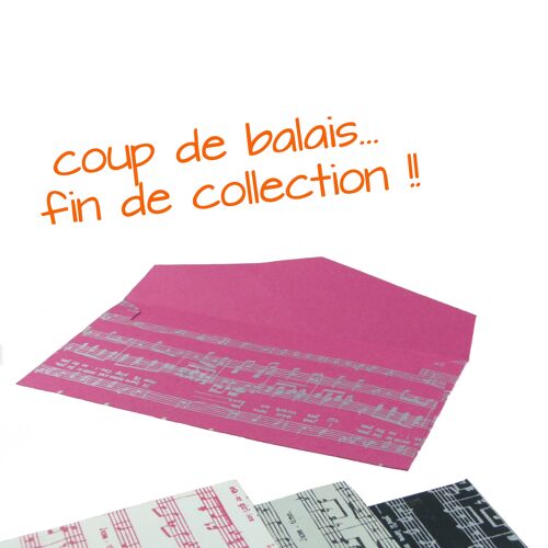 Enveloppes en papier artisanal motif partition et notes de musique (lot)