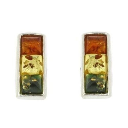 Mixed Amber Rectangle Stud Earrings and Presentation Box