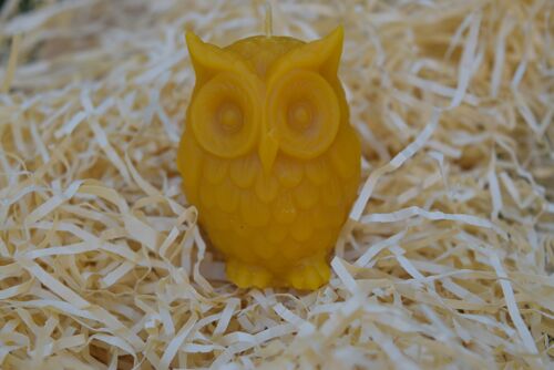 Owl shaped beeswax candle
