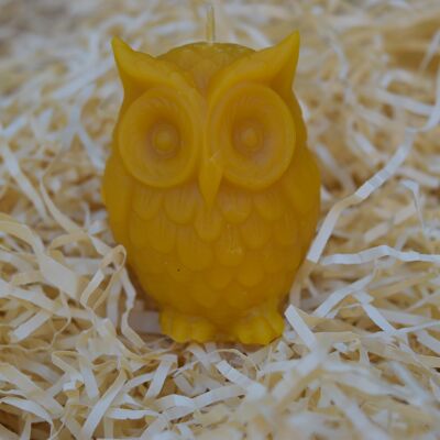 Owl shaped beeswax candle