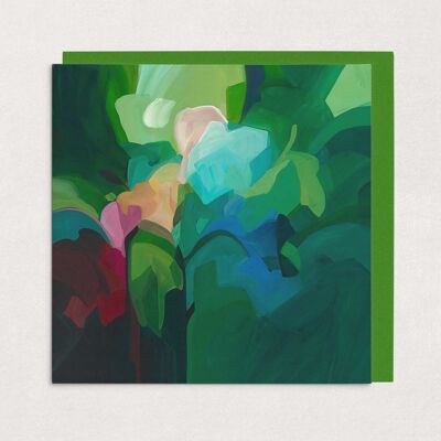 Tarjeta de felicitación del arte abstracto | Arte abstracto verde esmeralda | Tarjeta esmeralda #1