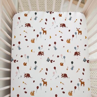 Drap-housse en mousseline de coton et bambou bio - Woodland Party