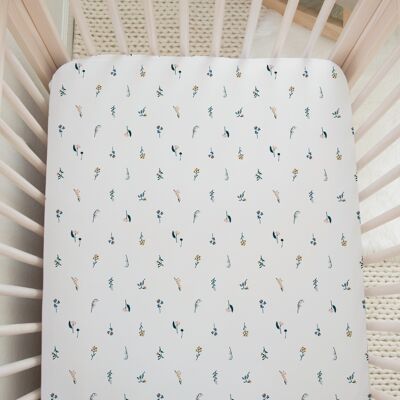 Organic Bamboo & Cotton Muslin Fitted Cotbed Sheet - Wildflowers