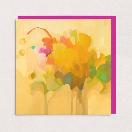 Abstract greeting card | Yellow abstract art | Lemon yellow card