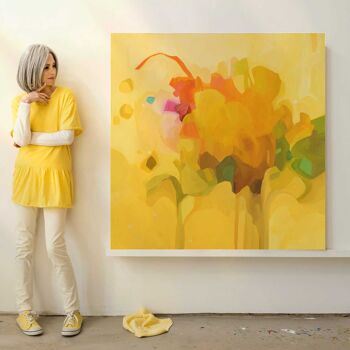Carte de vœux abstraite | Art abstrait jaune | Carton jaune citron 4