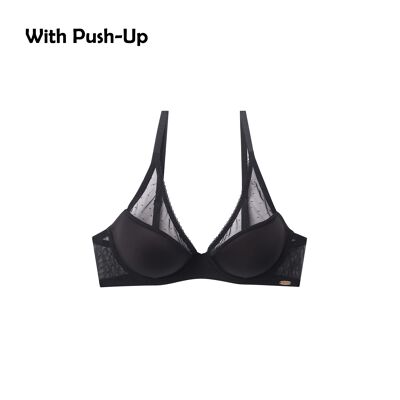 Sujetador halter plumetti con push-up-NEGRO (2-2-2; 85B-90B-95B)