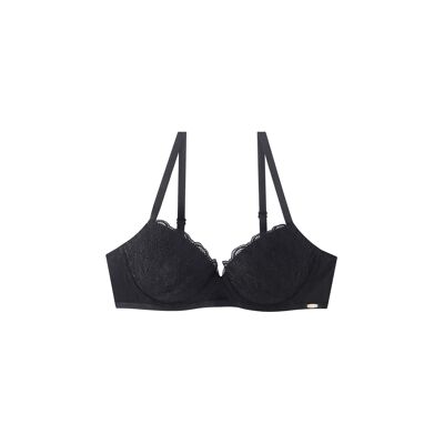 Soutien-gorge classique en dentelle et tulle-NOIR (1-1-1-1; 85C-90C-95C-100C)