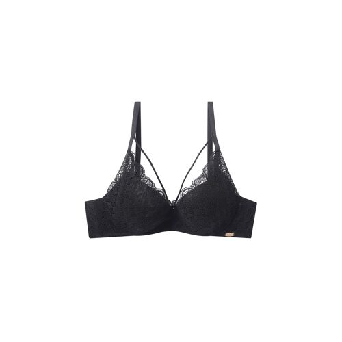 Triangular lace bra with decorative straps-CUP C