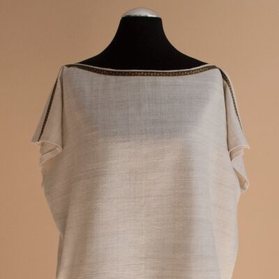 Silk blouse crop top made of cream-colored organic silk