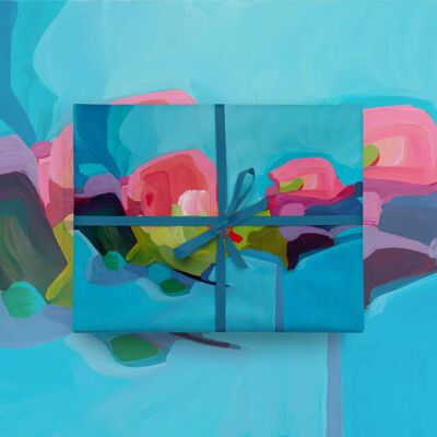Blaue abstrakte Geschenkverpackung | Abstrakte Kunst-Geschenkverpackung