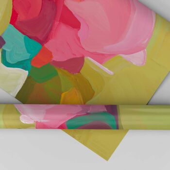 Emballage cadeau abstrait vert jaune | Papier Cadeau Art Abstrait 2