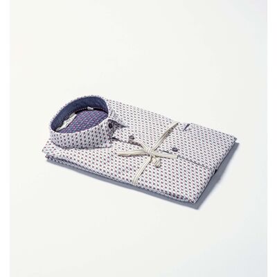 Micro-patterned Poplin Shirt Italian Collar