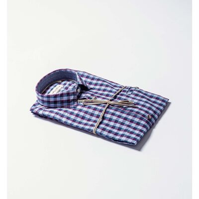 Sky Blue Popeline Check Shirt and Pocket