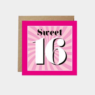 Sweet 16 Age Card | 16th Birthday Card | Teen Card | Pink Card | Sweet 16th Birthday Greetings | Born in 2006